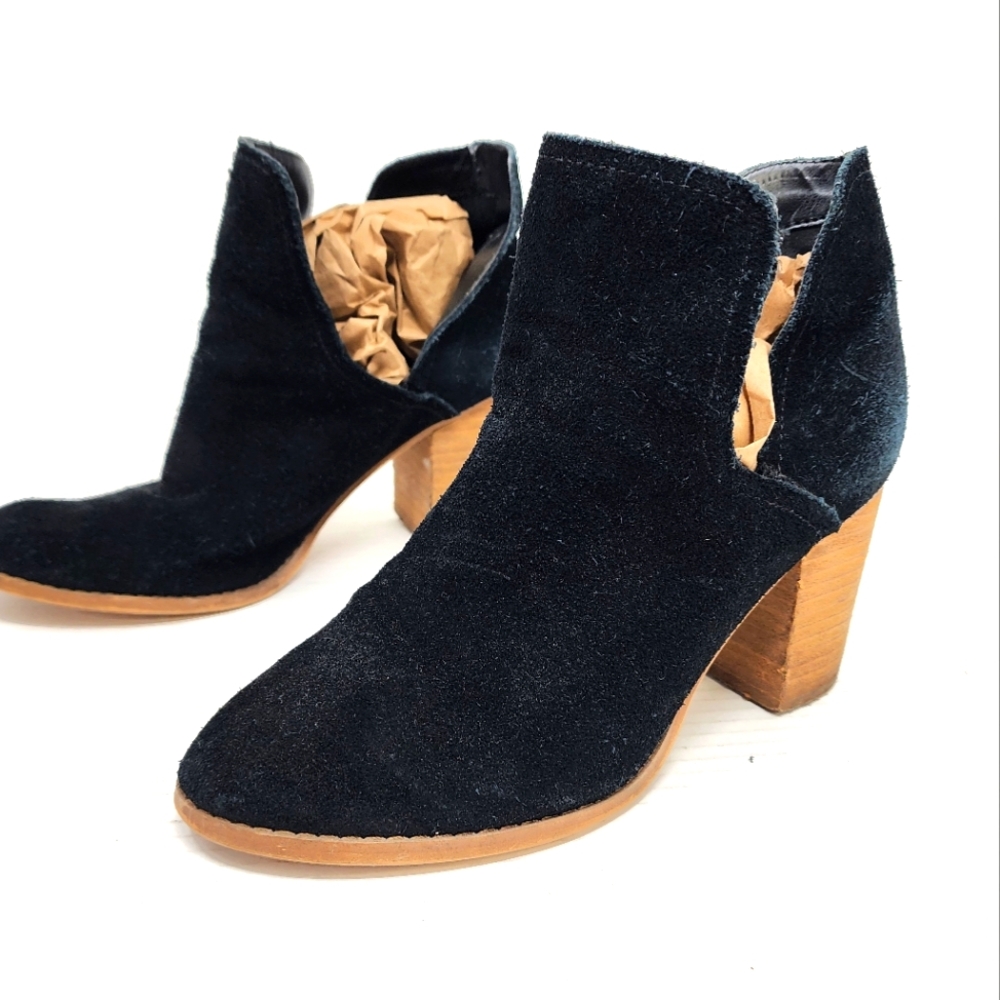 Aldo Bkack Suede Ankle Booties Western Stacked‎ Heel Slip On Boots Size 7